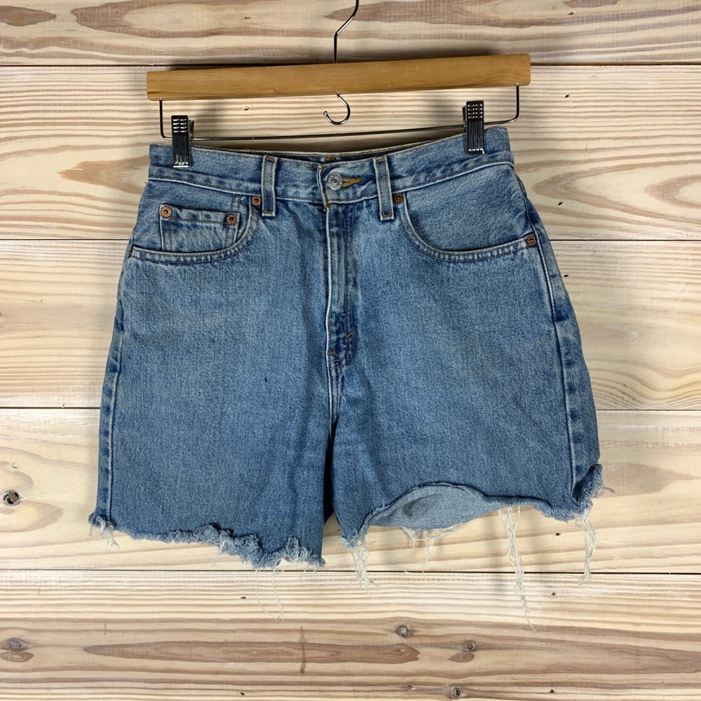Levi's 560 Denim Shorts Women 28 Blue High Rise Cutoff Loose Fit Vintage Jean